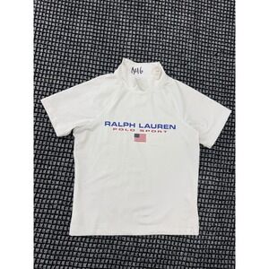 Ralph Lauren Polo Sport Rash Guard Boys S White Mock Neck American Flag